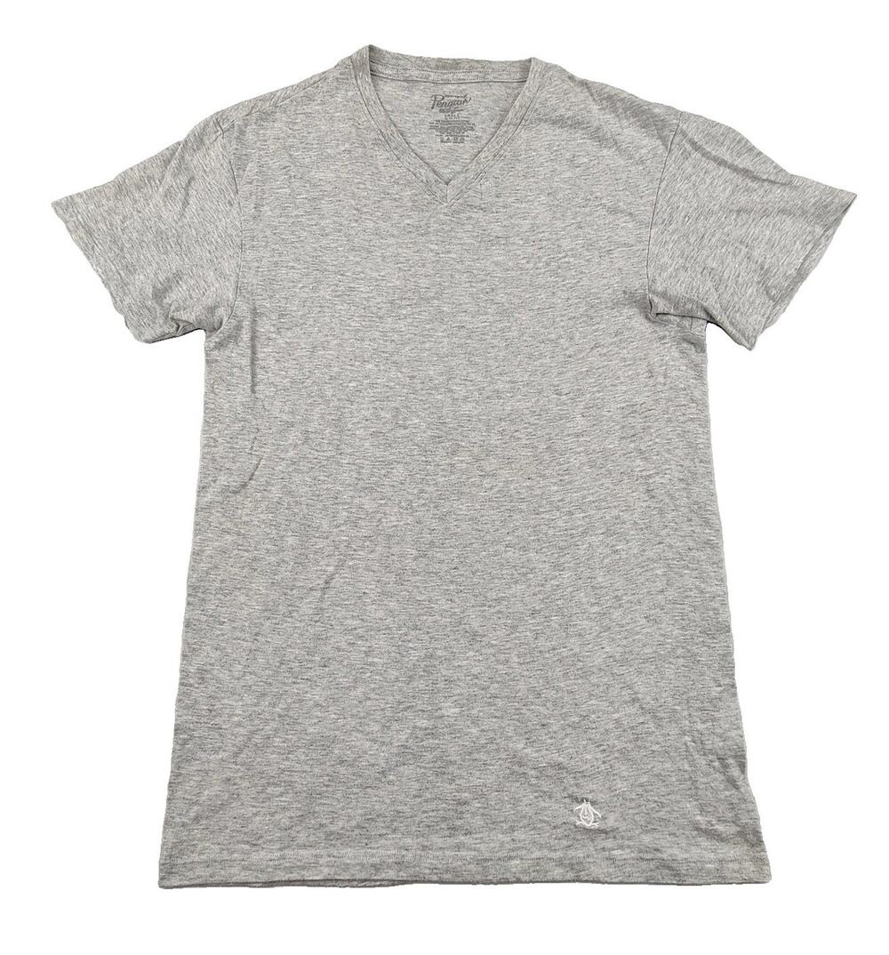 Original Penguin Shirt Mens Small Gray Short Sleeve V Neck Tagless Tee Casual